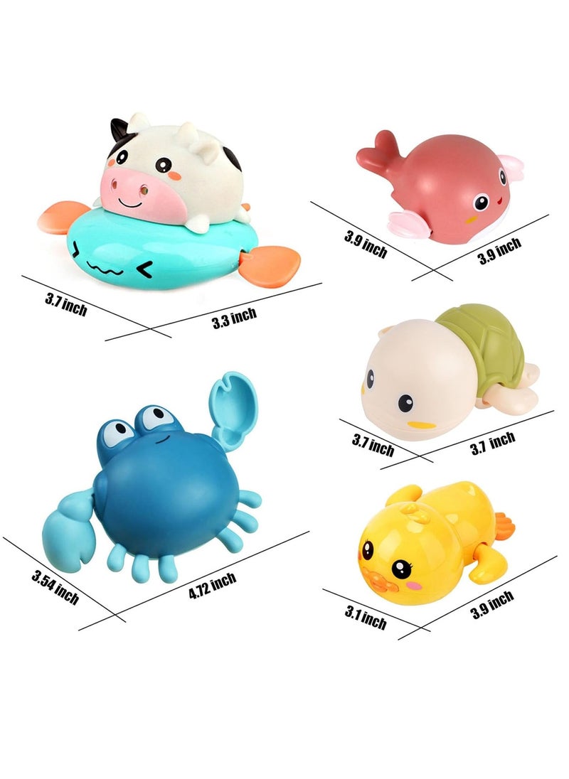 Bath Toy Cute Animal Clockwork Bathtub Swimming Pool Toy Baby Bath Toys for Toddlers 1 to 3 Boys and Girls Water Bath Toy Set 5 Pack