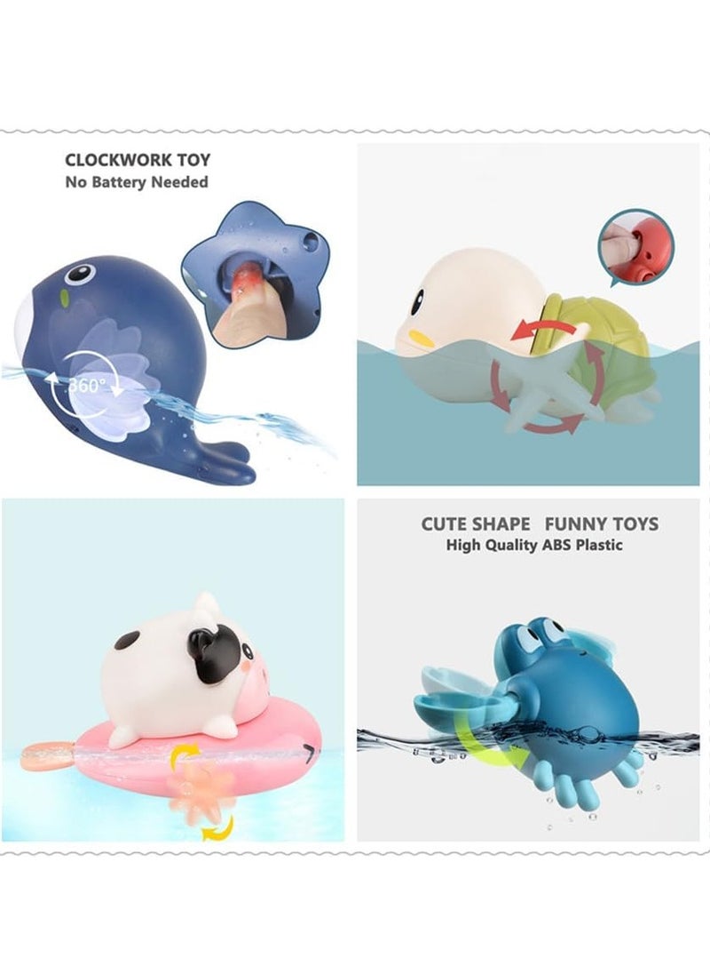 Bath Toy Cute Animal Clockwork Bathtub Swimming Pool Toy Baby Bath Toys for Toddlers 1 to 3 Boys and Girls Water Bath Toy Set 5 Pack