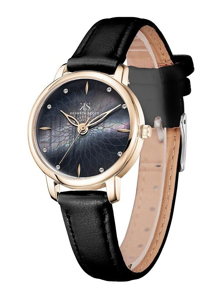 Kenneth Scott Women's Analog Black Dial Watch - K22524-KLBMB