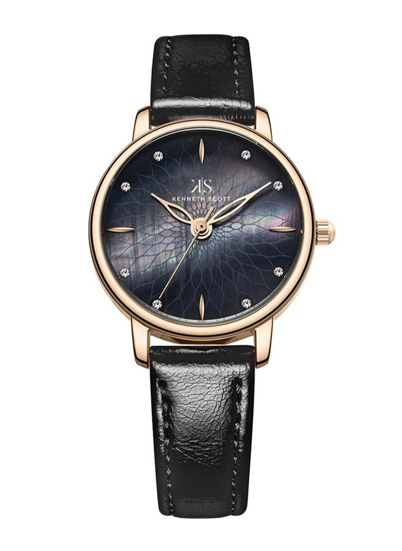 Kenneth Scott Women's Analog Black Dial Watch - K22524-KLBMB