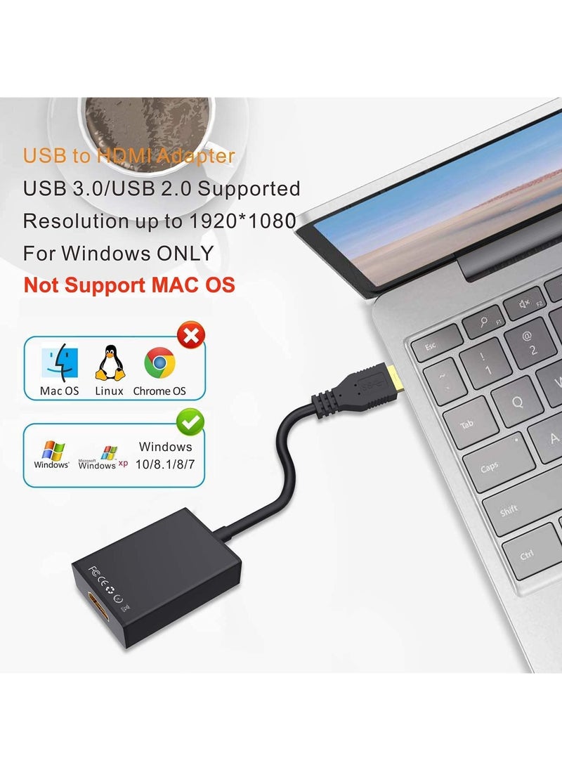 Usb to Hdmi Adapter, USB 3.0/2.0 to HDMI 1080p Video Graphics Cable Converter with Audio for PC Laptop Projector