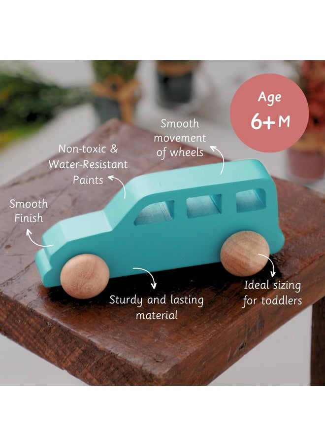 Ariro Wooden Jeep for Toddlers and Infants | Push Wooden Vehicle Toy with Smooth and Sturdy Wheels for 6M+ Babies |Helps to Child in Grip Strength, Hand-Eye Coordination