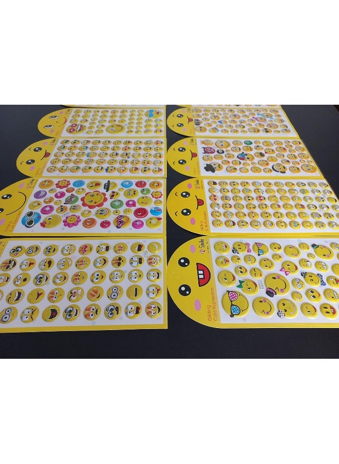 Souqoon Bpa® Emoji Smiley Face Expression 3D Stickers For Pinata Fillers, Books, Mobile, Laptops, Wall Decor Art N Craft (10 Sheets)