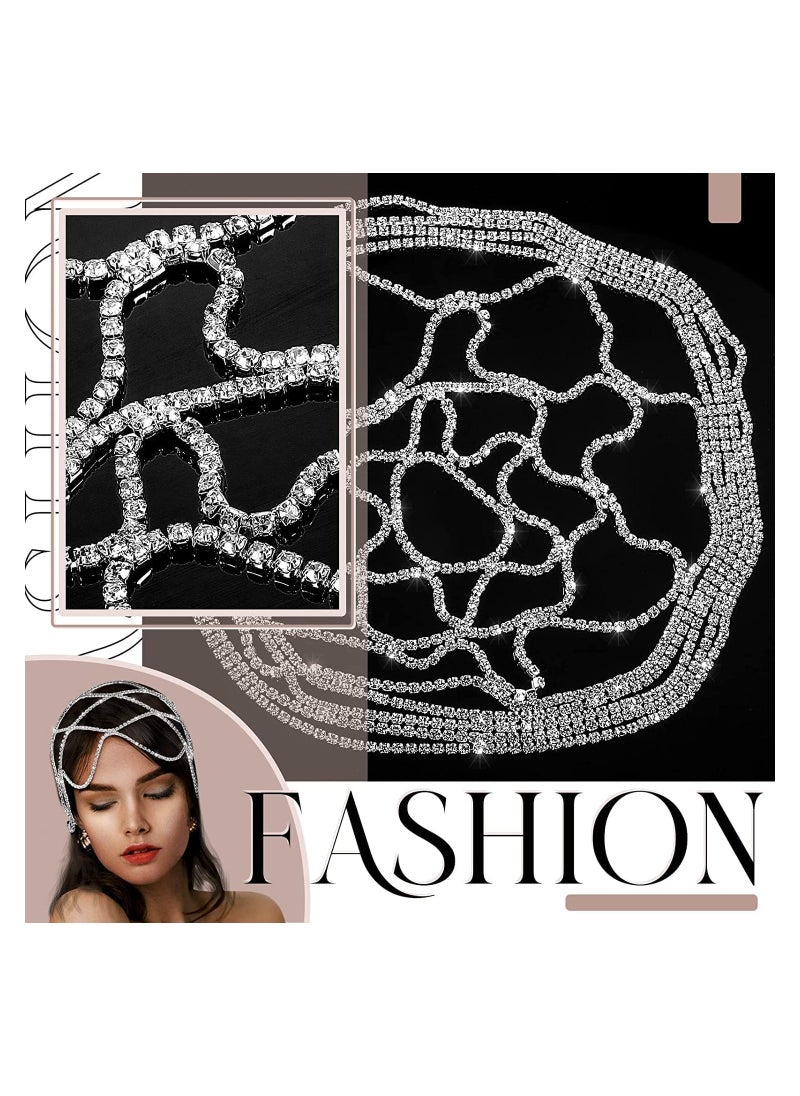 2 Pcs 1920s Headpiece Accessories for Women Crystal Rhinestone Head Chain Jewelry Headpieces for Flapper Woman Wedding Girls Cosplay Cleopatra Costume Gatsby Theme Party Belly Dance Delicate