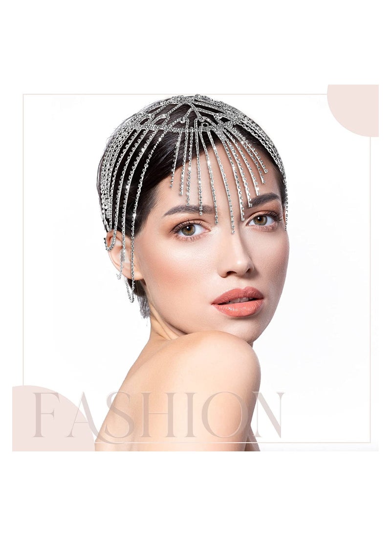 2 Pcs 1920s Headpiece Accessories for Women Crystal Rhinestone Head Chain Jewelry Headpieces for Flapper Woman Wedding Girls Cosplay Cleopatra Costume Gatsby Theme Party Belly Dance Delicate