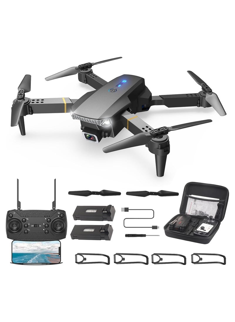 E88 Mini Drone with Dual Camera, Foldable FPV RC Quadcopter for Adults & Kids, WiFi Drone with 1080P Live Video, GPS, Altitude Hold, Easy Control, Portable & Durable