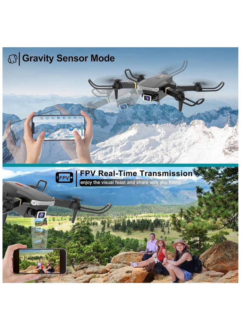 E88 Mini Drone with Dual Camera, Foldable FPV RC Quadcopter for Adults & Kids, WiFi Drone with 1080P Live Video, GPS, Altitude Hold, Easy Control, Portable & Durable