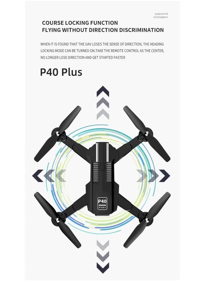 P40 Drone with Dual Camera & Remote Adjustment – Visual Positioning, Portable Suitcase, 4K HD Camera Mode, Long Battery Life, Foldable Drone for Aerial Photography and Adventure