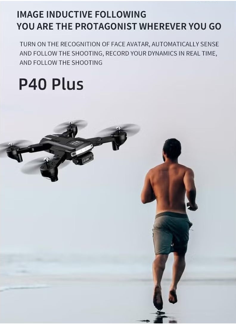 P40 Drone with Dual Camera & Remote Adjustment – Visual Positioning, Portable Suitcase, 4K HD Camera Mode, Long Battery Life, Foldable Drone for Aerial Photography and Adventure