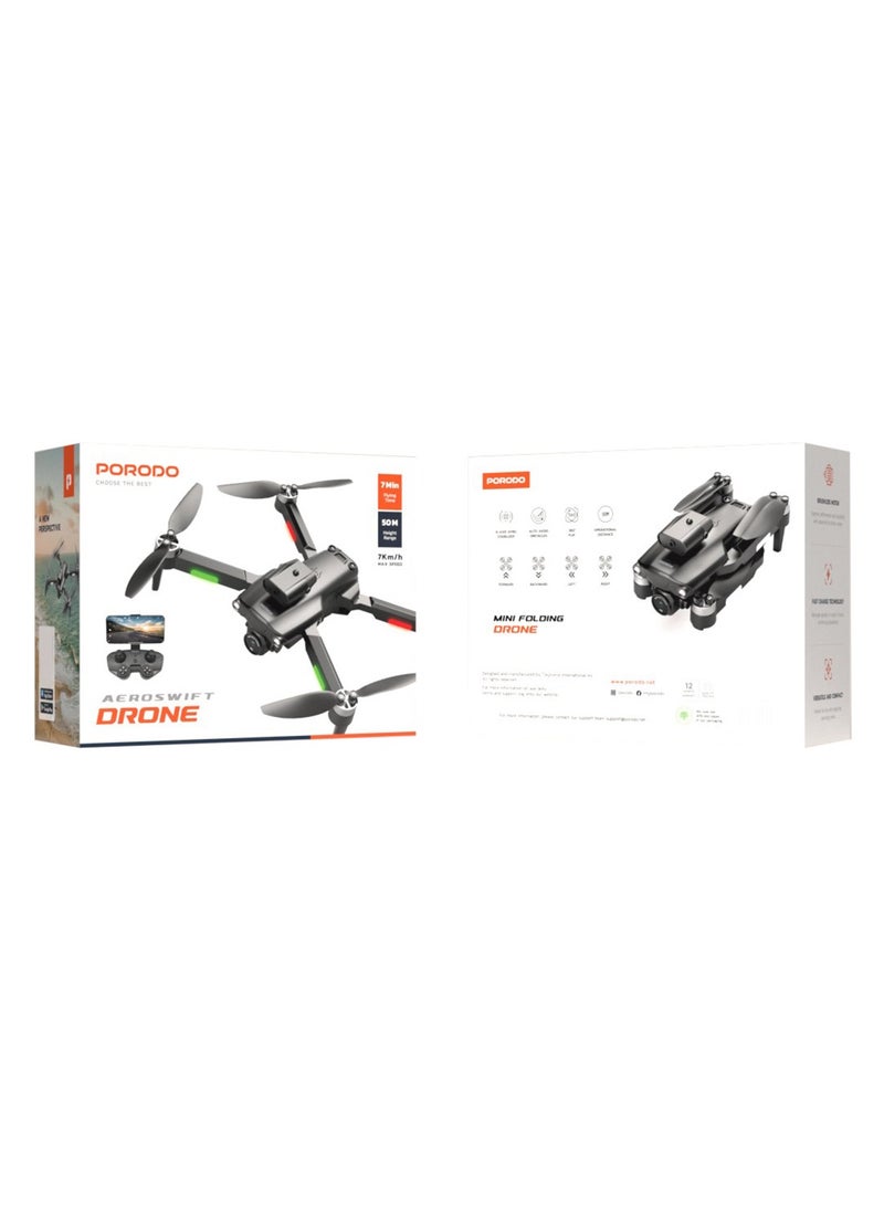 R/C Folding Drone With Brushless Motor and Infrared Obstacle Avoidance,50M Height,7KM/H Max Speed Suitable for Kids & Adult,Fast-Charge Tech,Versatile & Compact,6-Axis Gyro Stabilizer,360˚ Flip- Black