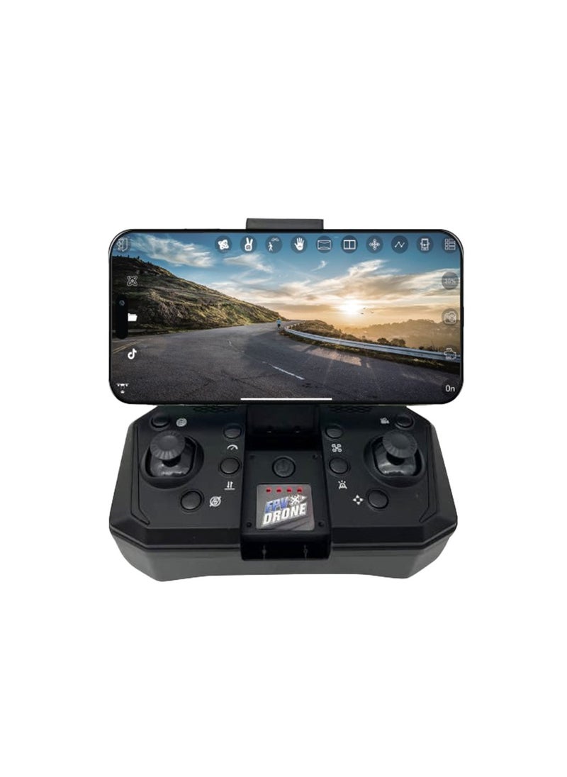 Aerovision Camera Drone with Dual Camera & Electric Regulation / Auto Obstacle Avoidance / Brushless Motor / 15 Min Flight Time / 80M Height Range - Black