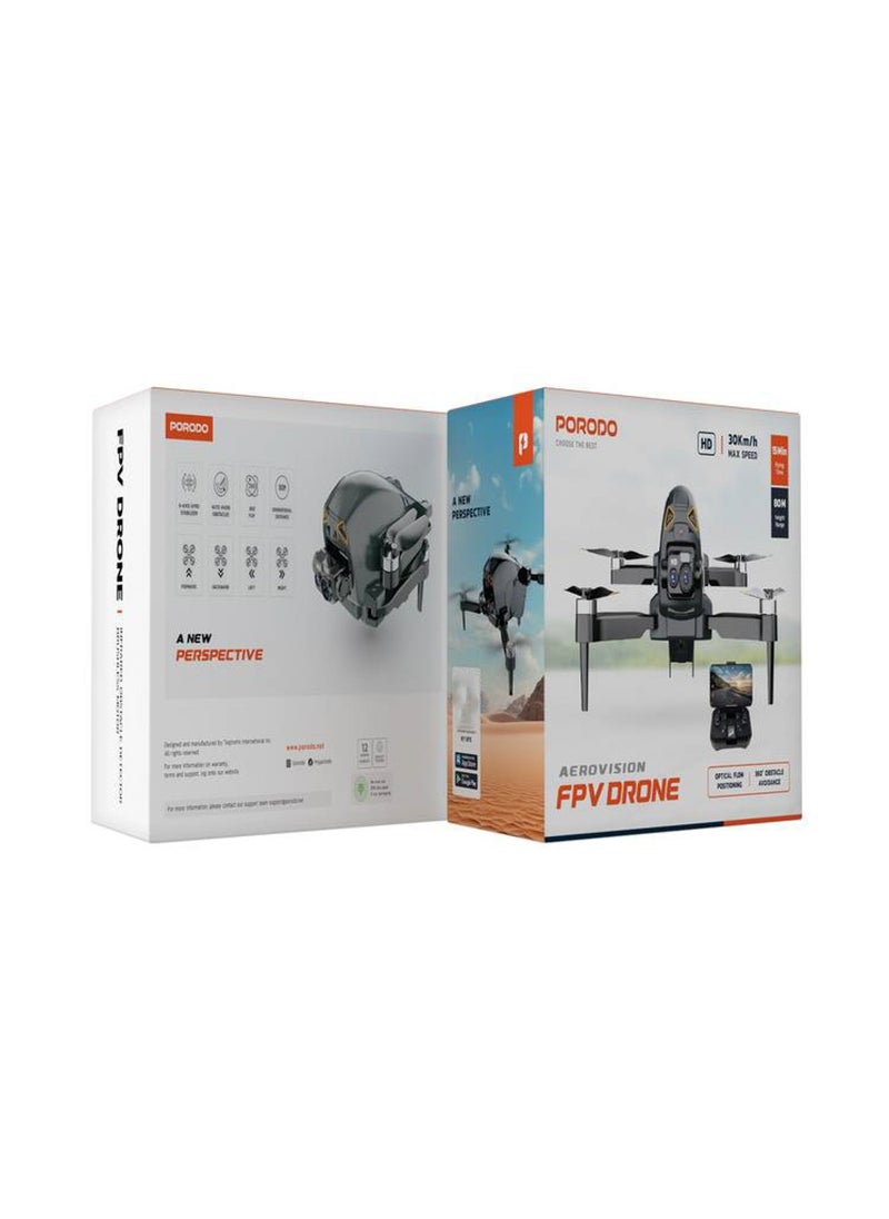 Aerovision Camera Drone with Dual Camera & Electric Regulation / Auto Obstacle Avoidance / Brushless Motor / 15 Min Flight Time / 80M Height Range - Black
