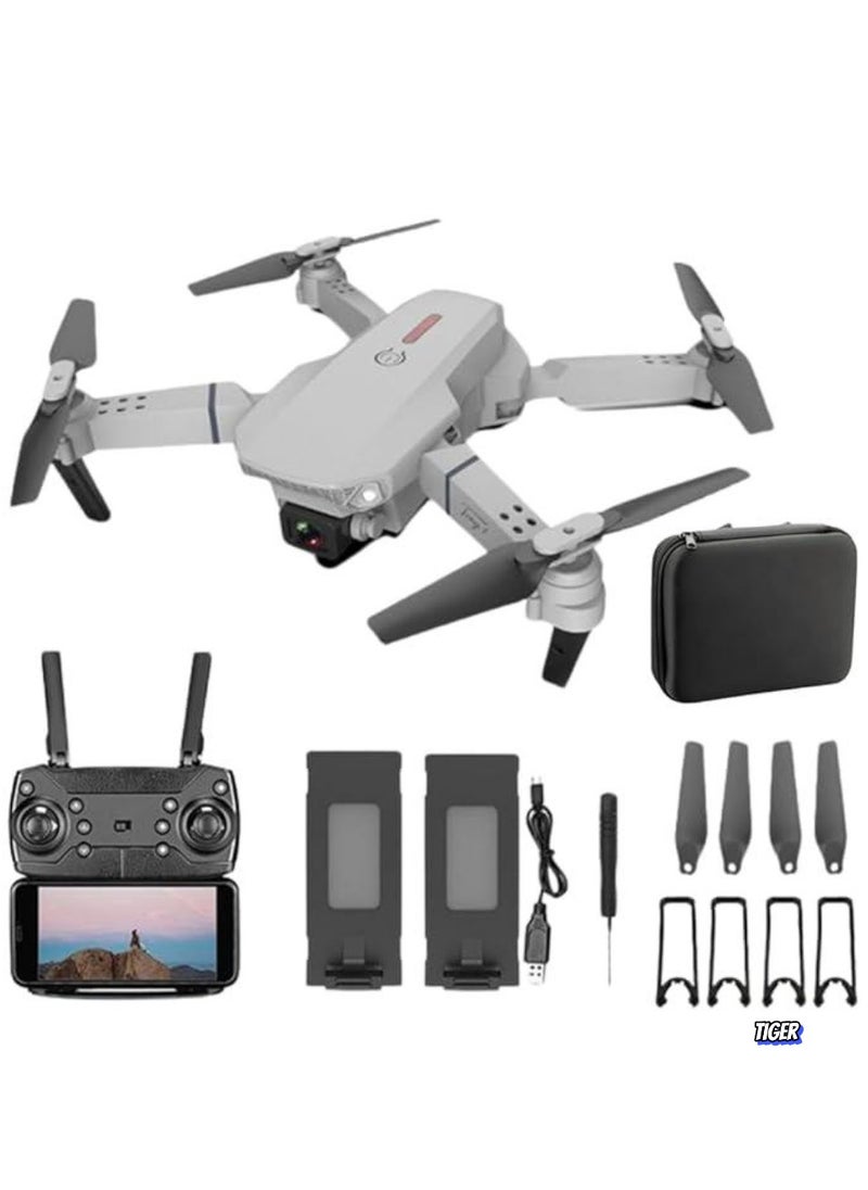 E88 Pro Drone with 4K HD Dual Camera – Foldable, Less Than 100g, 45 Minutes Flight Time, 3 Batteries Included, One Key Take Off/Landing, Optical Flow, Altitude Hold, 360° Flip, Kids-Friendly Toy Drone