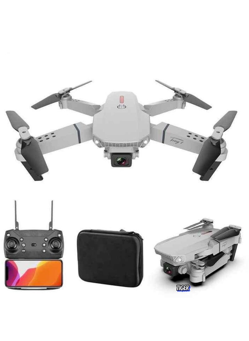 FPV Drone with 4K HD Camera – WiFi Live Video Streaming, Foldable Quadcopter, Headless Mode, Altitude Hold, Track Flight, 3D Flip – Compact & Easy-to-Fly Gray Drone for Beginners and Pros