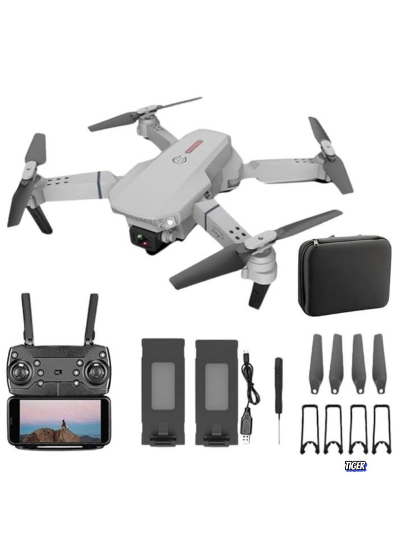 E88 Pro Drone with 4K HD Dual Camera – Lightweight (Under 100g), Foldable Design, 45 Min Flight Time, 3 Batteries, Optical Flow, Altitude Hold, 360° Flip – Toy Drone for Kids & Beginners