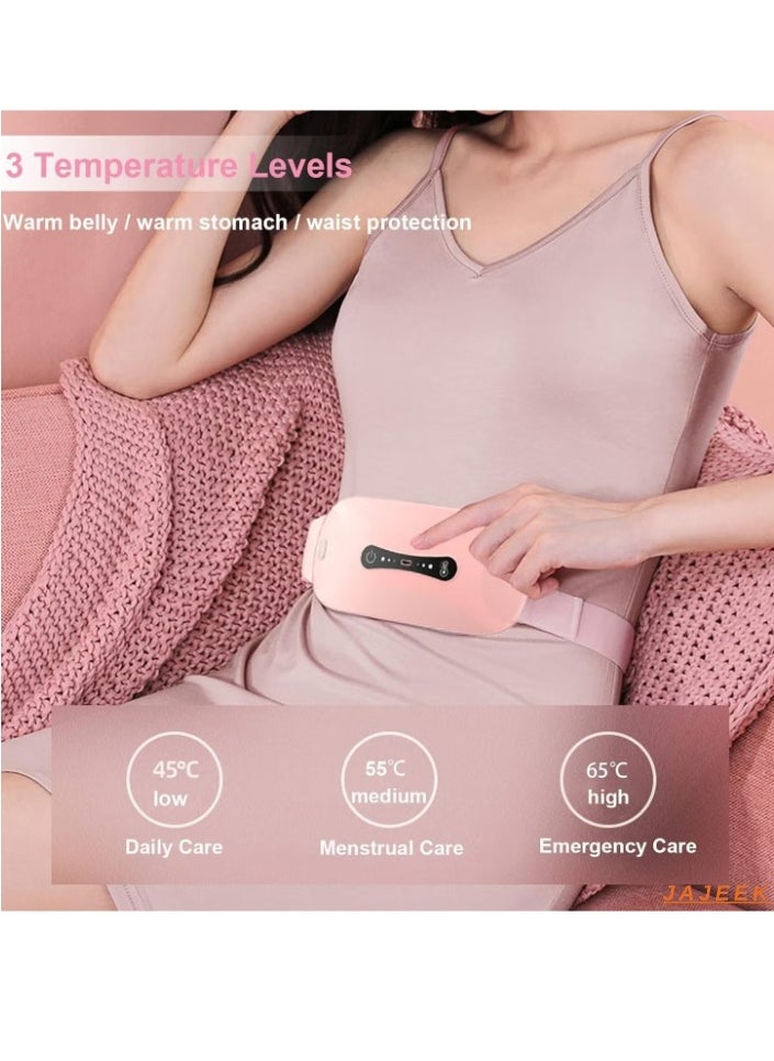 Menstrual Heating Pad, 3 Levels Adjustable Temperature Electric Period Heating Belt, Portable Waist, Back, or Belly Pain Relief Heating Belt for Women & Girls, Pink