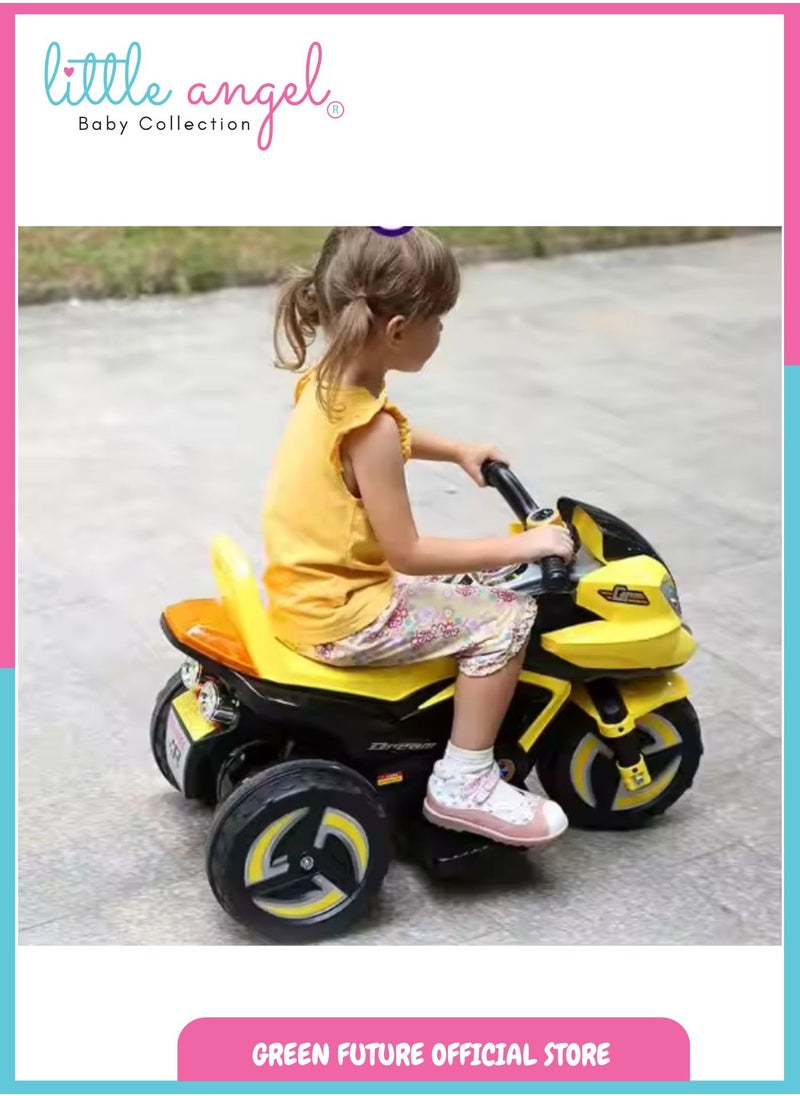 Kids Electric Ride On Motorcycle Battery Powered 3 Wheel Toy Bike for Children with Lights, Sounds, and Safe Design for Outdoor Fun