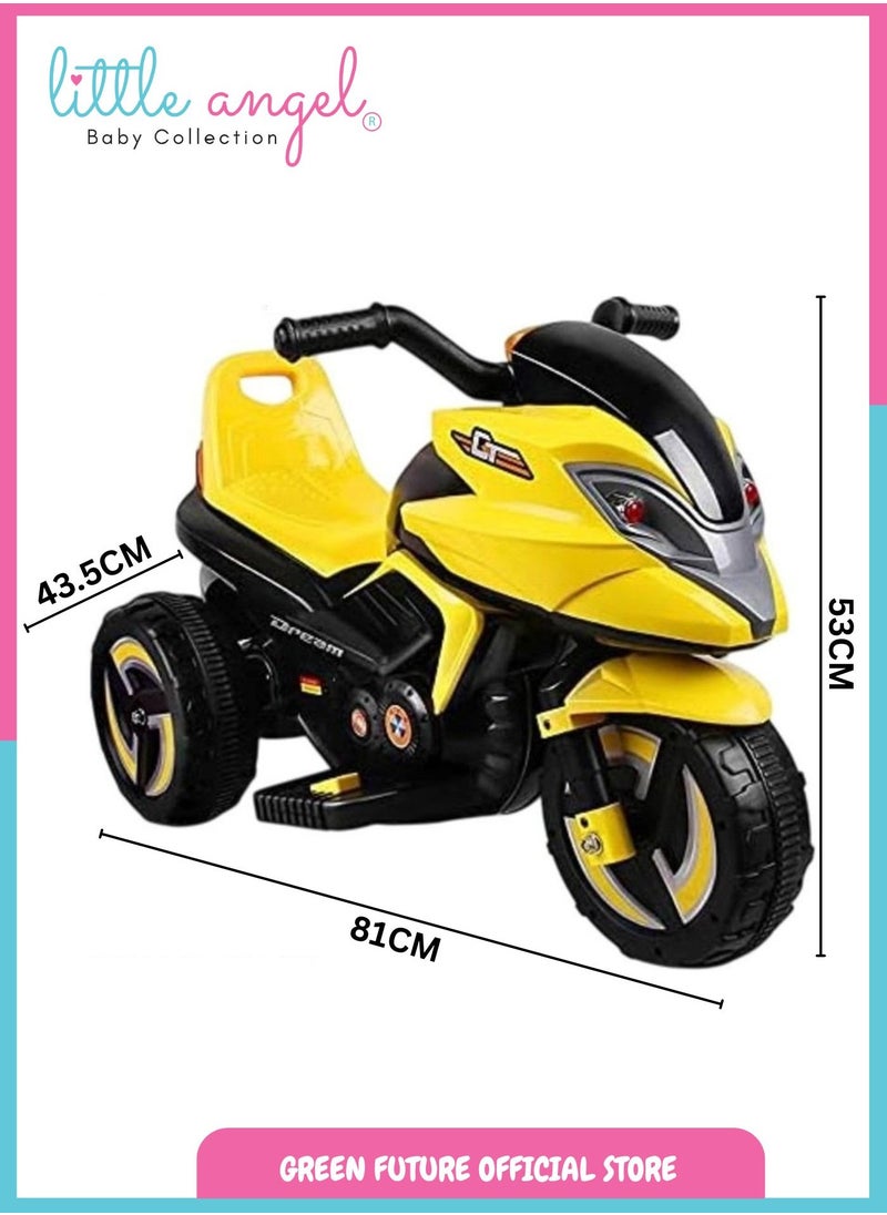 Kids Electric Ride On Motorcycle Battery Powered 3 Wheel Toy Bike for Children with Lights, Sounds, and Safe Design for Outdoor Fun