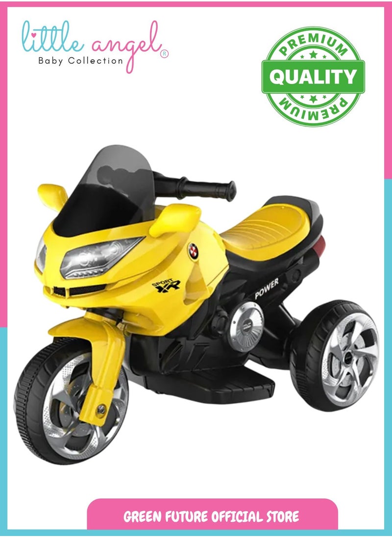 Kids Electric Ride On Motorcycle Battery Powered 3 Wheel Toy Bike for Children with Lights, Sounds, and Safe Design for Outdoor Fun