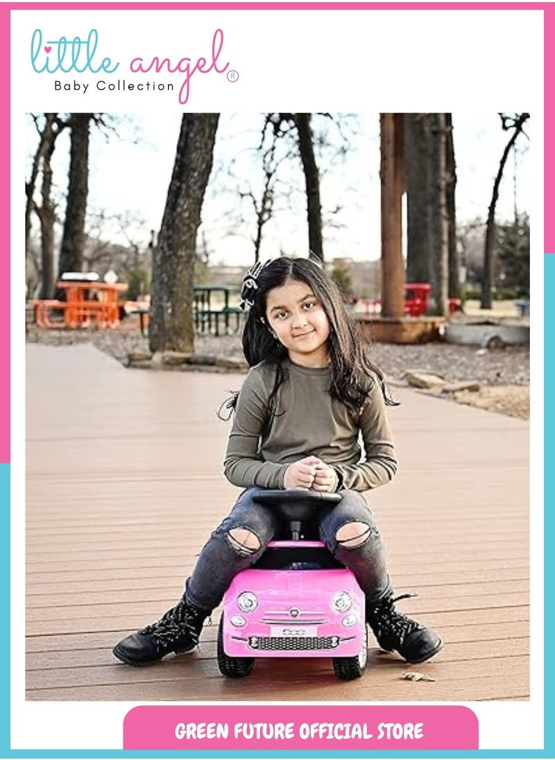 Kids Ride-On Push Car, Toddler Walker Ride-On Car, Baby Push Car with Steering Wheel, Push and Ride Toy for 1-2 Year Olds - Pink
