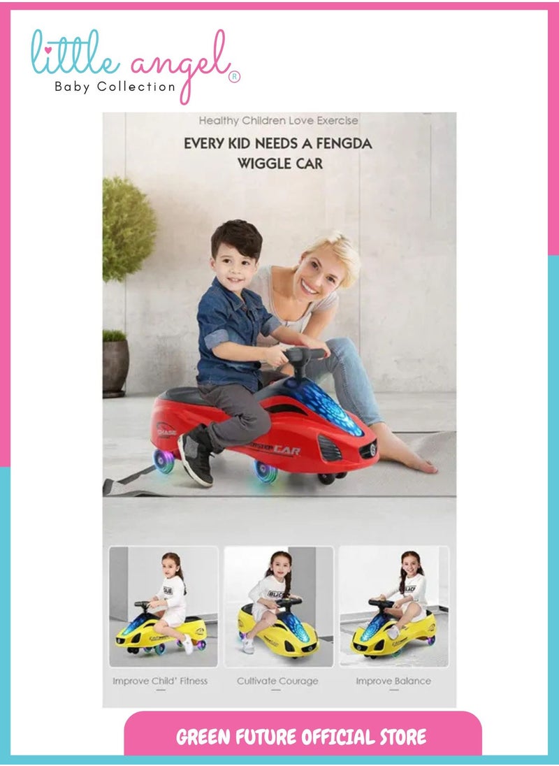 Kids Swing Car with LED Wheels Manual Push Ride-On Toy for Toddlers and Children, Perfect for Indoor and Outdoor Fun