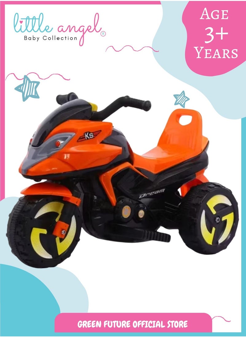 Kids Electric Ride On Motorcycle Battery Powered 3 Wheel Toy Bike for Children with Lights, Sounds, and Safe Design for Outdoor Fun