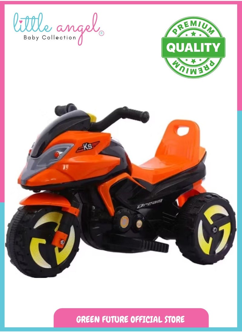 Kids Electric Ride On Motorcycle Battery Powered 3 Wheel Toy Bike for Children with Lights, Sounds, and Safe Design for Outdoor Fun