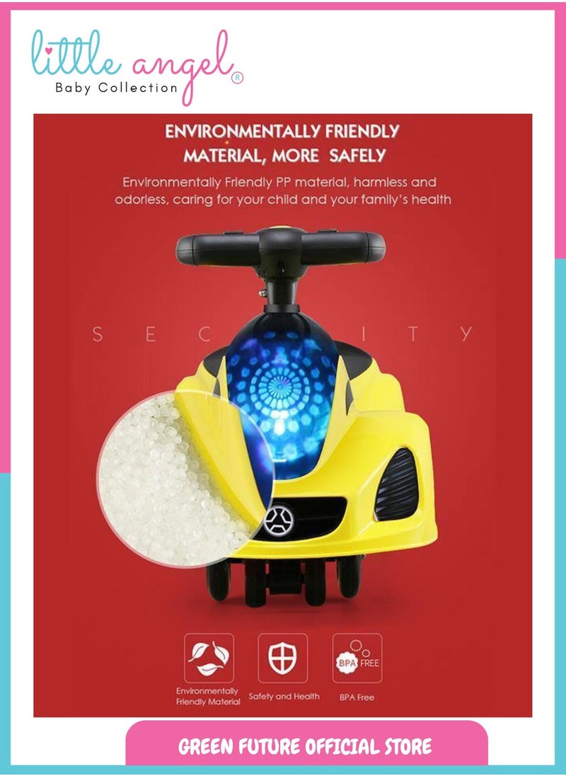 Twister Car for Kids | Speed Manual Ride-On Car with LED Lights | Durable and Fun Swing Car for Toddlers | Yellow