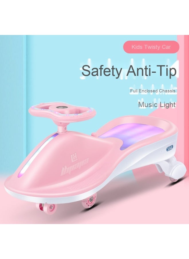 Magic Swing Cars for Kids, Twister Magic Ride on Kids Car with LED Wheels, Kids Push Ride on Car With Lighted Seat, Strongest and Smoothest Twister Magic Ride Car for Kids With Music, Pink.