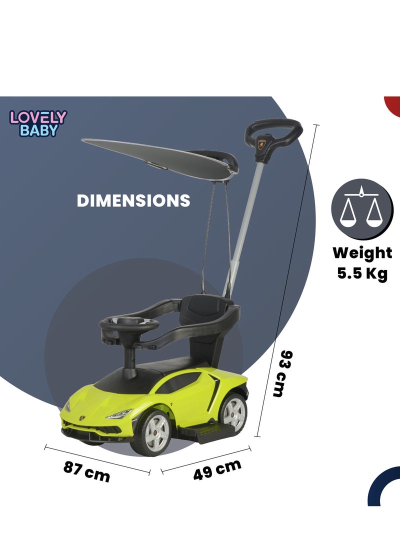 Lamborghini LB 3726HC Push Car with Handle and Canopy - Green