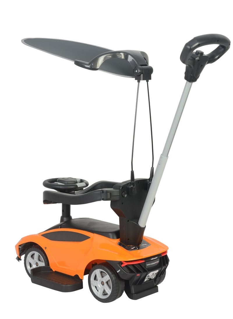 Lamborghini LB 3726HC Push Car with Handle and Canopy - Orange