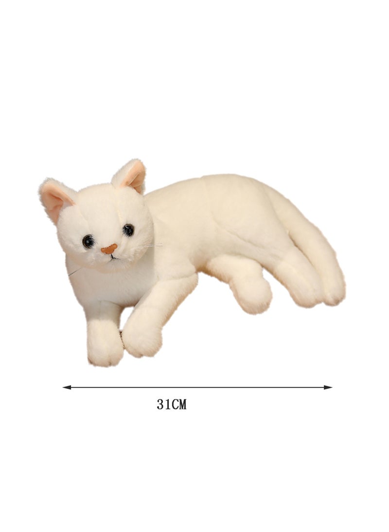31 CM Simulation Cat Plush Toy Soft Stuffed Cute Animal Doll For Girls And Boys All Ages Gift（Style 3）