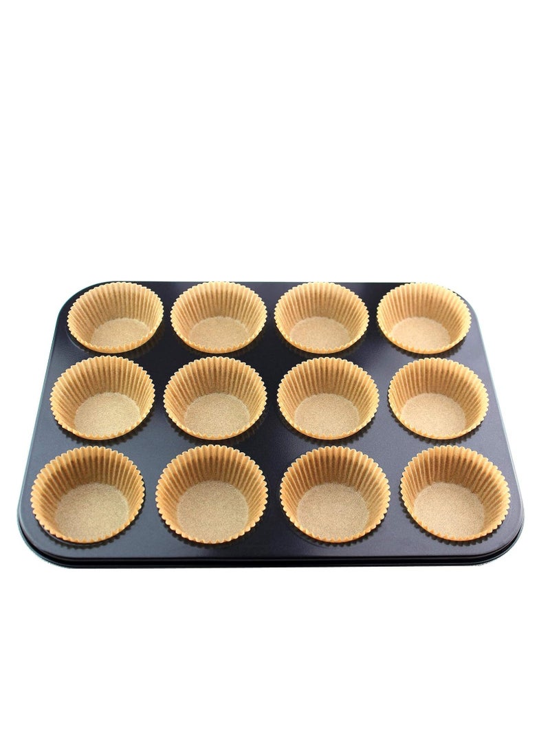 Eoonfirst Standard Size Baking Cups Food-Grade Greaseproof Paper Cupcake Liners 200 Pcs (Natural)