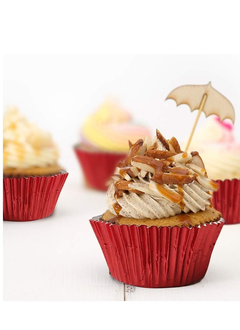 Cupcake Liners Red,GOLF Standard Size Red Foil Cupcake Liners Wrappers Metallic Baking Cups,Muffin Paper Cases, 100 Pack