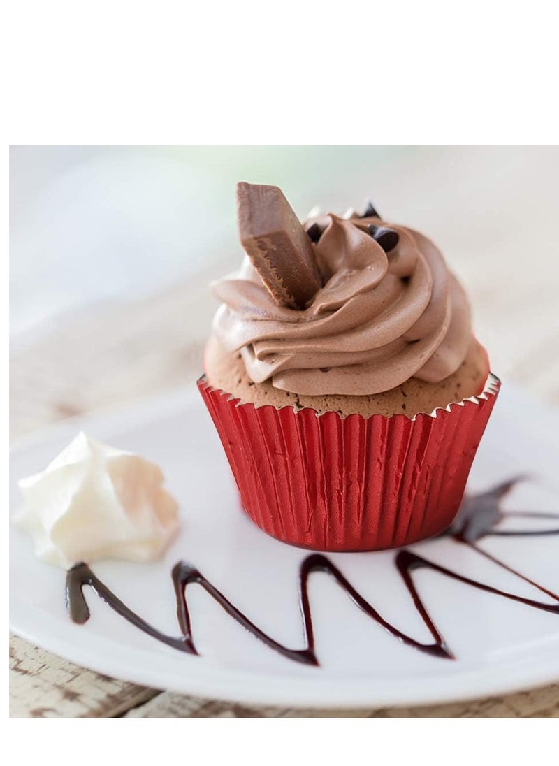 Cupcake Liners Red,GOLF Standard Size Red Foil Cupcake Liners Wrappers Metallic Baking Cups,Muffin Paper Cases, 100 Pack