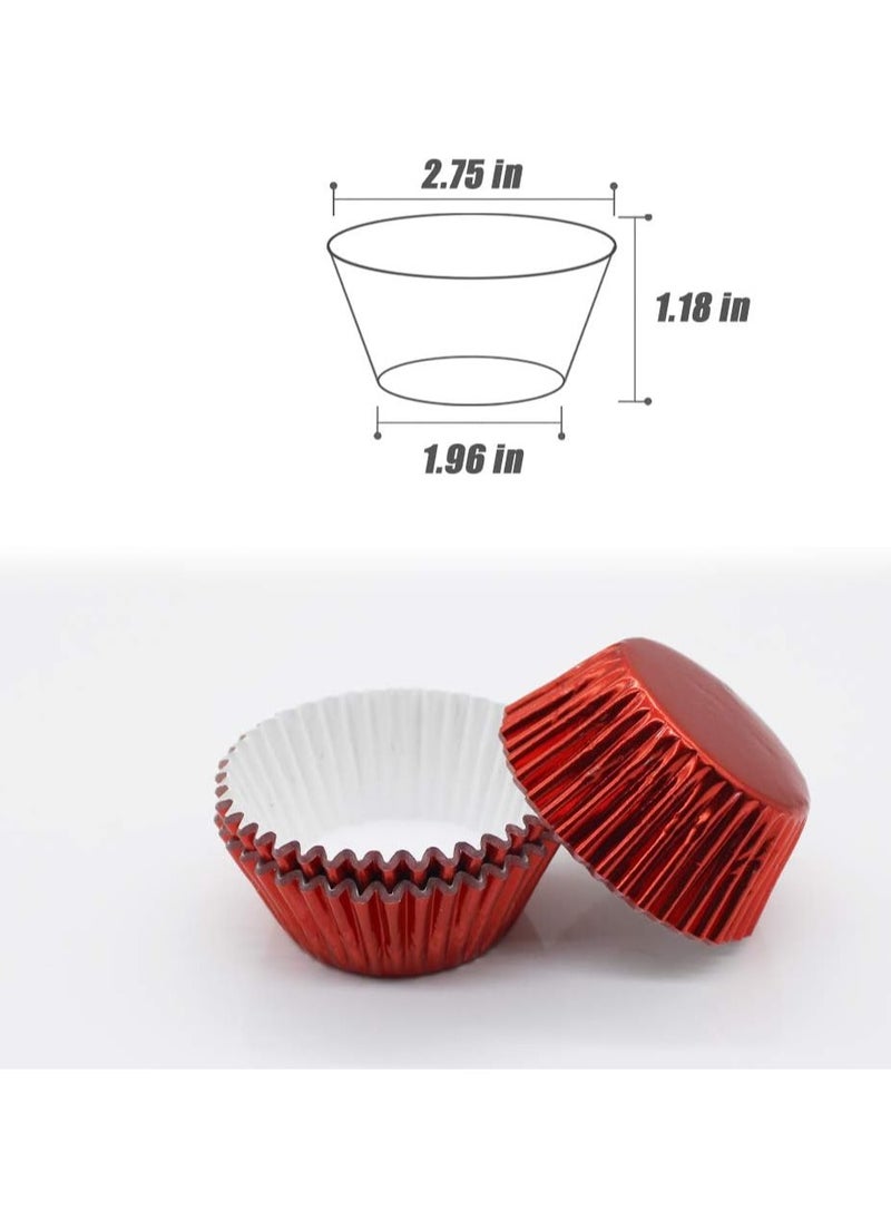 Cupcake Liners Red,GOLF Standard Size Red Foil Cupcake Liners Wrappers Metallic Baking Cups,Muffin Paper Cases, 100 Pack