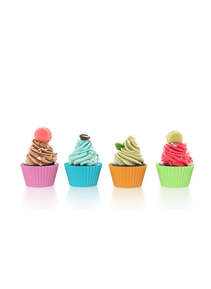 Bakerpan Silicone Mini Cupcake Holders, Mini Cupcake Liners, Pastry & Dessert Cups, 24 Pack (Multi)