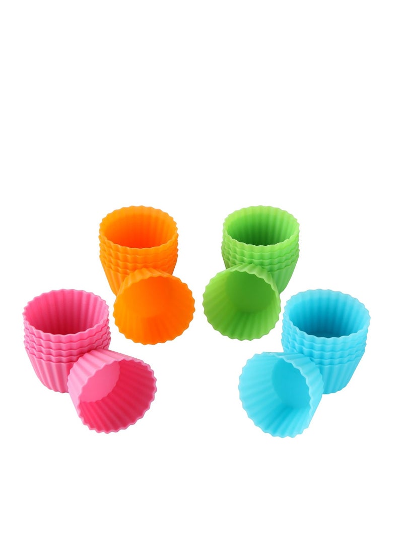 Bakerpan Silicone Mini Cupcake Holders, Mini Cupcake Liners, Pastry & Dessert Cups, 24 Pack (Multi)