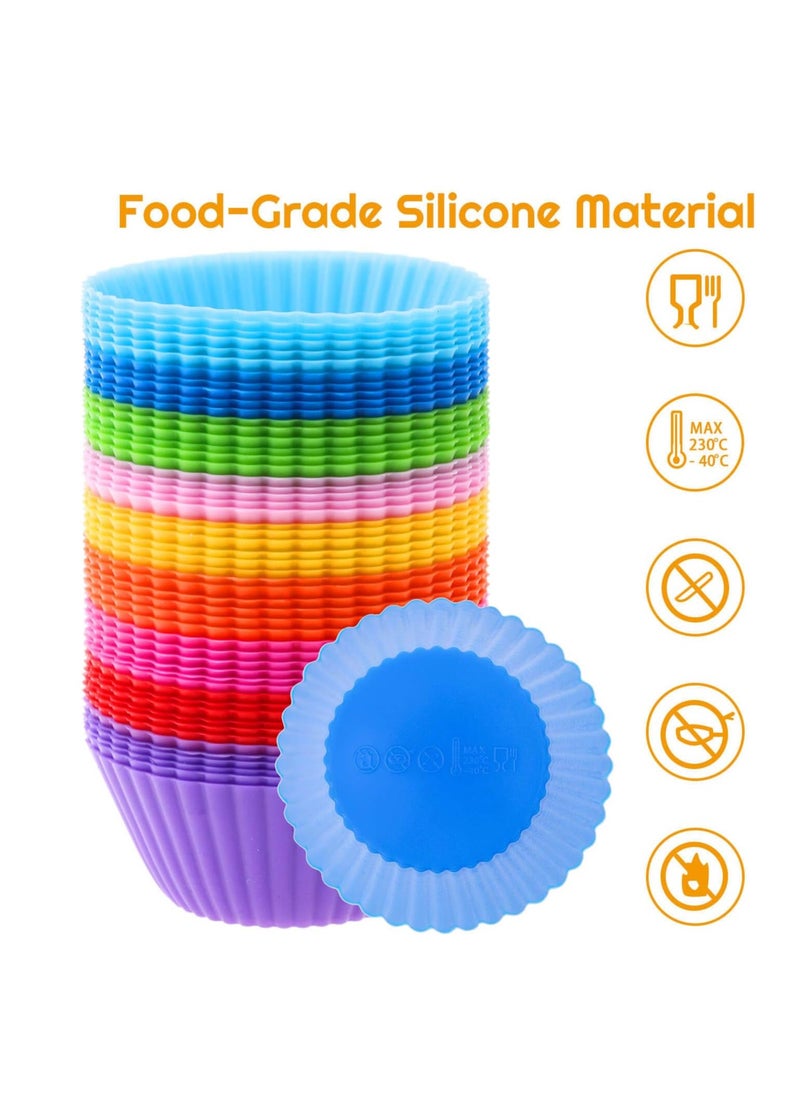 54 Pack Silicone Muffin Cups, Selizo Silicone Cupcake Baking Cups Reusable Muffin Liners Cupcake Wrapper Cups Holders for Muffins, Cupcakes, and Candies