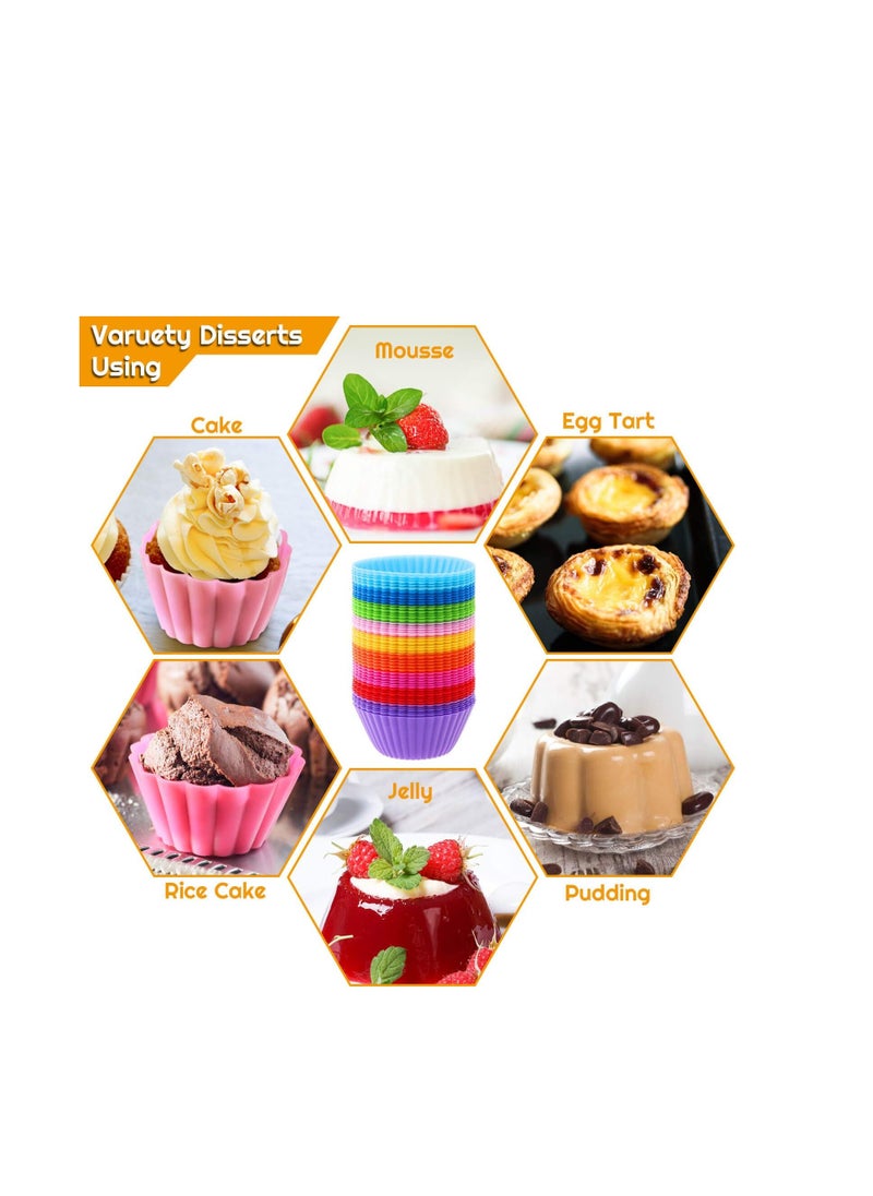 54 Pack Silicone Muffin Cups, Selizo Silicone Cupcake Baking Cups Reusable Muffin Liners Cupcake Wrapper Cups Holders for Muffins, Cupcakes, and Candies