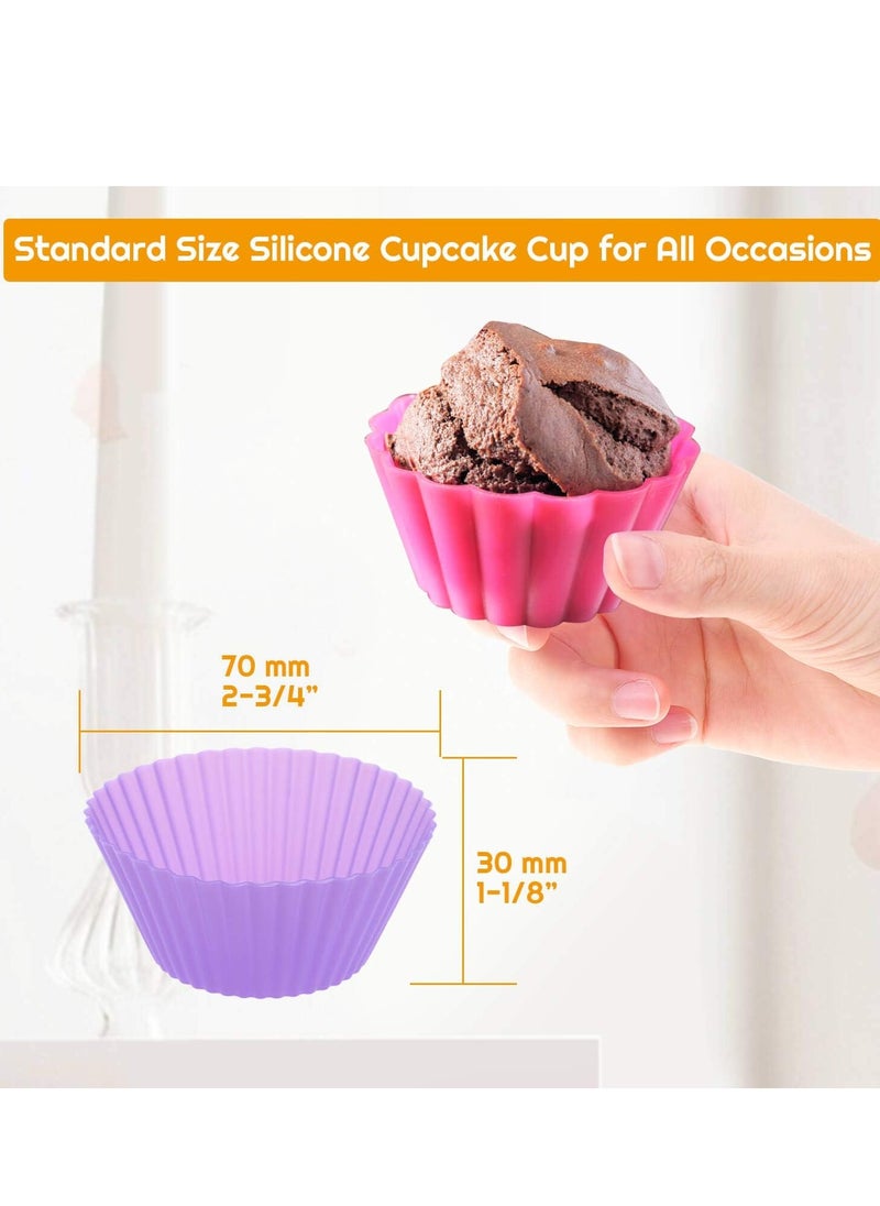 54 Pack Silicone Muffin Cups, Selizo Silicone Cupcake Baking Cups Reusable Muffin Liners Cupcake Wrapper Cups Holders for Muffins, Cupcakes, and Candies