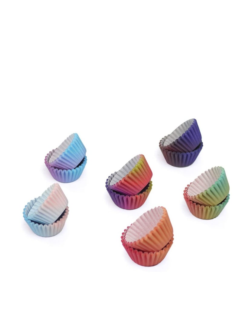 qiqee Mini Cupcake Liners Cupcake Cups 300-Count Food Grade Gradient Design Cupcake Papers Baking Cups Cupcake Wrappers(Small Size)