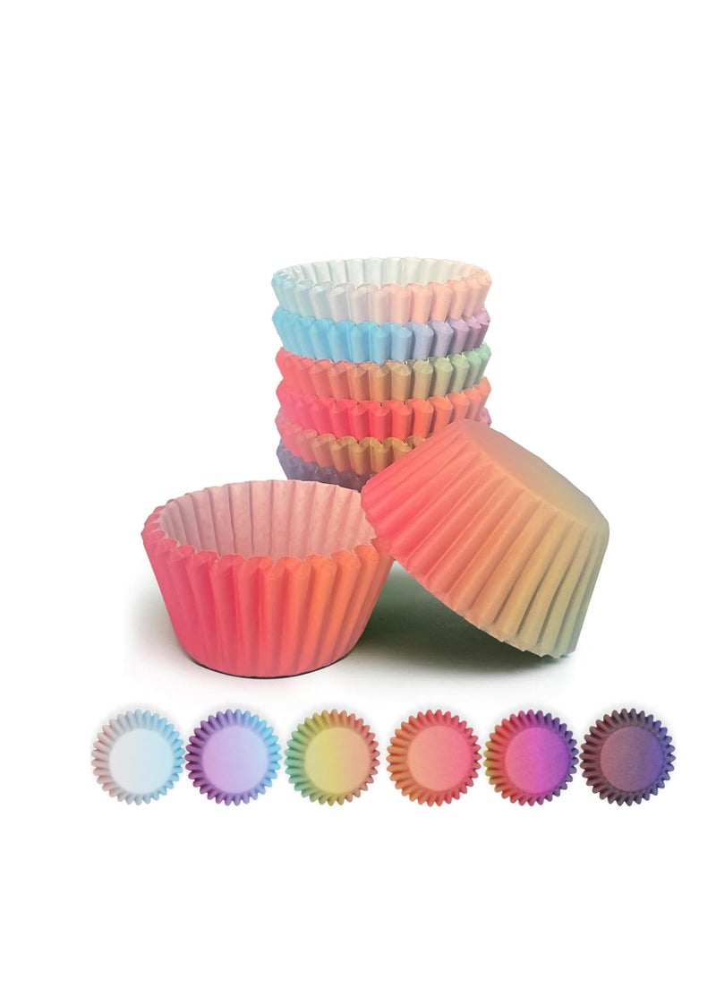 qiqee Mini Cupcake Liners Cupcake Cups 300-Count Food Grade Gradient Design Cupcake Papers Baking Cups Cupcake Wrappers(Small Size)