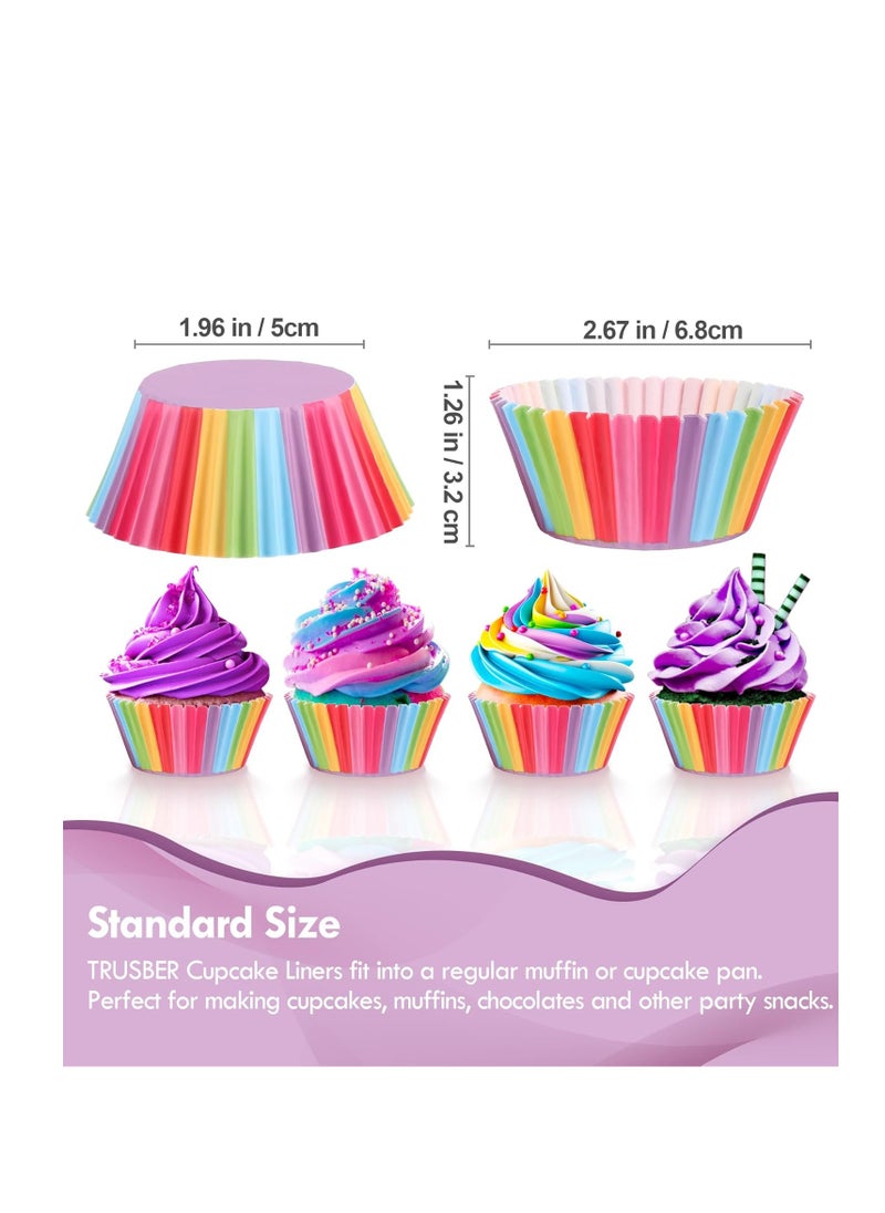 Cupcake Liners, 100 pieces Rainbow Baking Cups Paper Muffin Wrappers Nonstick Muffin Molds Baking Cup Holders for Wedding, Birthday, Baby Shower or Holiday Party