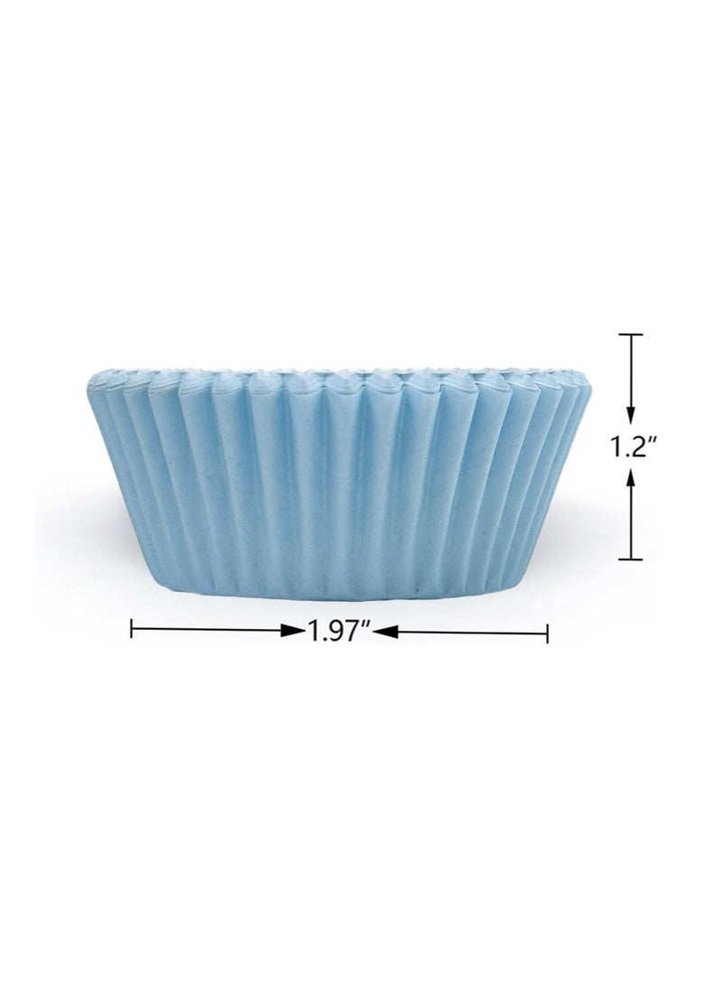 qiqee 300 Counts Cupcake Liners Cupcake Cups Food Grade 6 Solid Blue Colors Cupcake Papers Muffin Baking Cups Cupcake Wrappers (Standard Size)