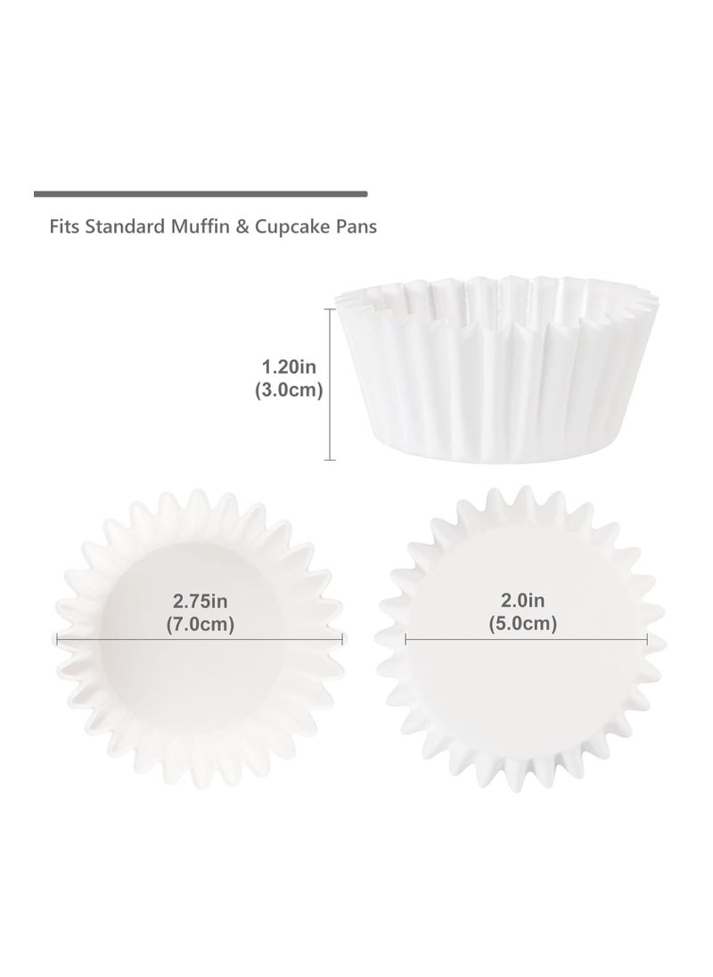 Caperci Heavy Duty Standard White Cupcake Liners 150 Counts - Grease-Resistant Paper Muffin Baking Cups, Odorless, No Muffin Pan Needed, Easily Peels (White)