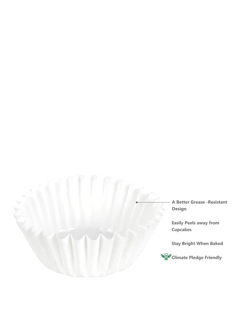 Caperci Heavy Duty Standard White Cupcake Liners 150 Counts - Grease-Resistant Paper Muffin Baking Cups, Odorless, No Muffin Pan Needed, Easily Peels (White)