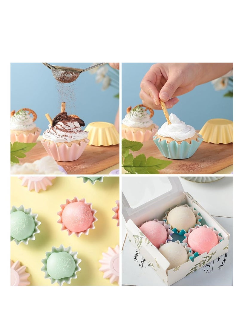 100 PCS Brioche Paper Cup Baking Cups Cupcake Liner Greaseproof Coated Paper Standard Muffin Wrappers for Wedding Holiday Baby Shower or Birthday Party (Pink)