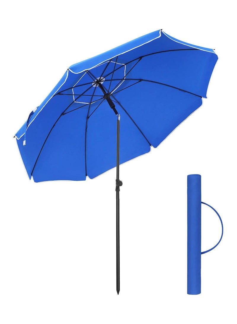 Protection Octagonal Beach Umbrella Polyester Fibreglass Ribs Foldable with Carry Bag Garden Balcony Swimming Pool