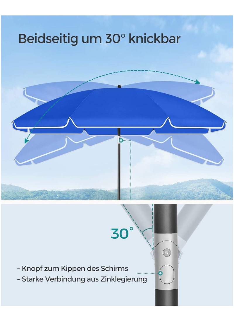 Protection Octagonal Beach Umbrella Polyester Fibreglass Ribs Foldable with Carry Bag Garden Balcony Swimming Pool